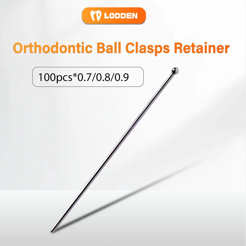 100PCS ทันตกรรมจัดฟัน Ball Clasp Retainer ฟันถือตําแหน่ง 0.7/0.8/0.9 มม.สแตนเลสสตีล Ball Clasps ลวด Clasps วัสดุ 1
