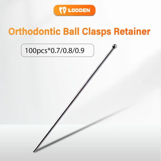 100PCS ทันตกรรมจัดฟัน Ball Clasp Retainer ฟันถือตําแหน่ง 0.7/0.8/0.9 มม.สแตนเลสสตีล Ball Clasps ลวด Clasps วัสดุ 1