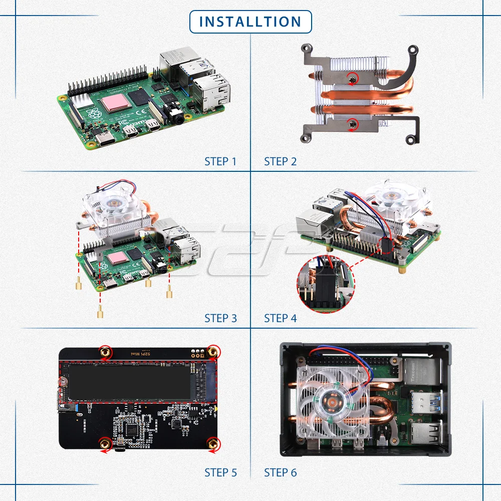 Preto Enlosure Shell, Low-Profile Ice Tower, Ventilador, M.2 SSD SATA, 52Pi