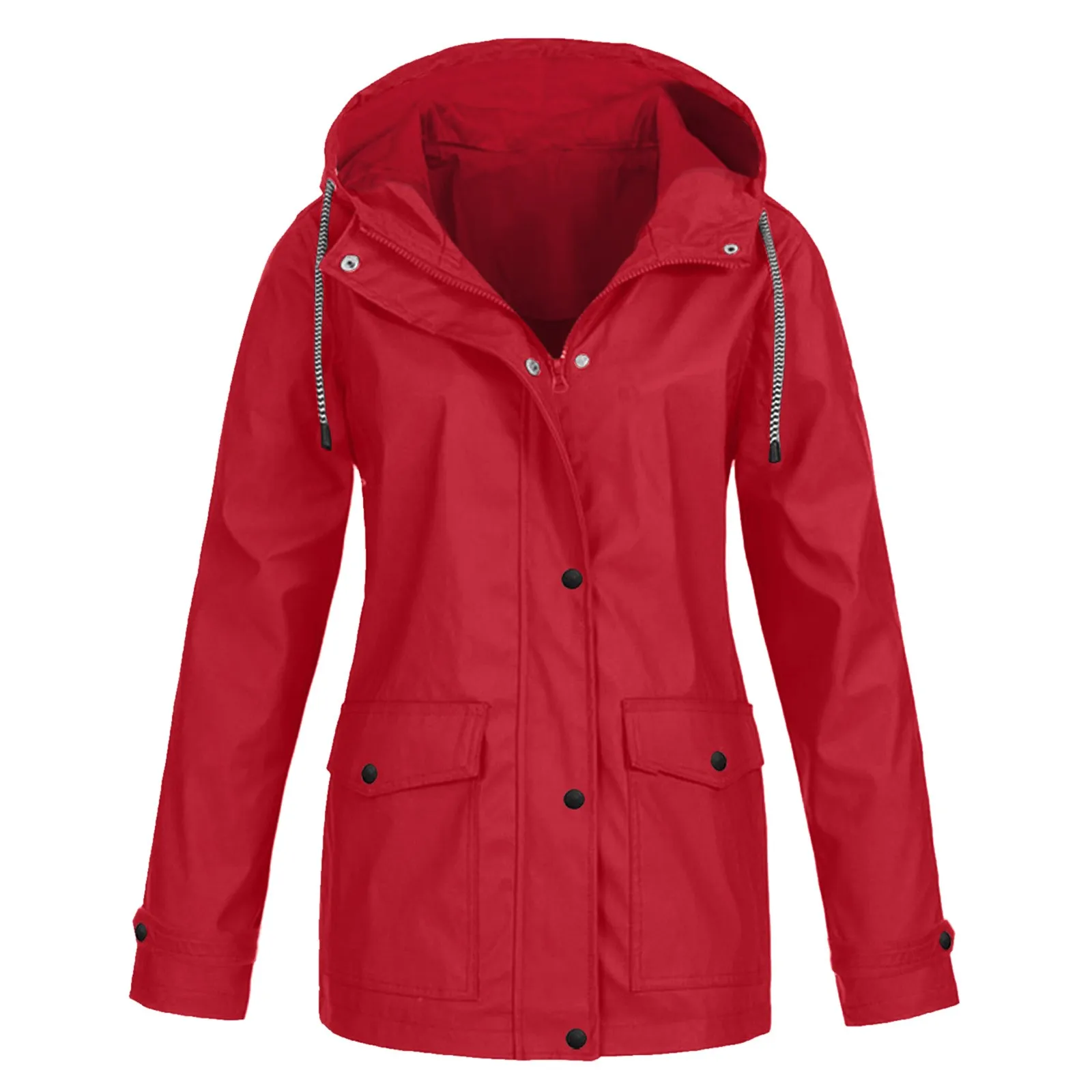 Women Windbreaker Hooded Jacket Trendy Female Autumn Zipper Long Hiking Climbing Cycling Jacket Coat Women's Outwear Plus Size