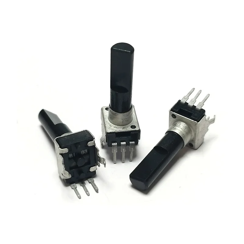 RV09 Type R0902N Vertical Single Potentiometer With Center Click B10K B20K B50K B103 B203 B503 3Pins D Shaft Length 23MM 5pcs