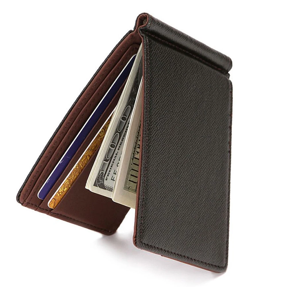 Money Clips Wallet Fashion Simple Men's Leather Multifunctional Thin Man Card Purses Women Metal Clamp