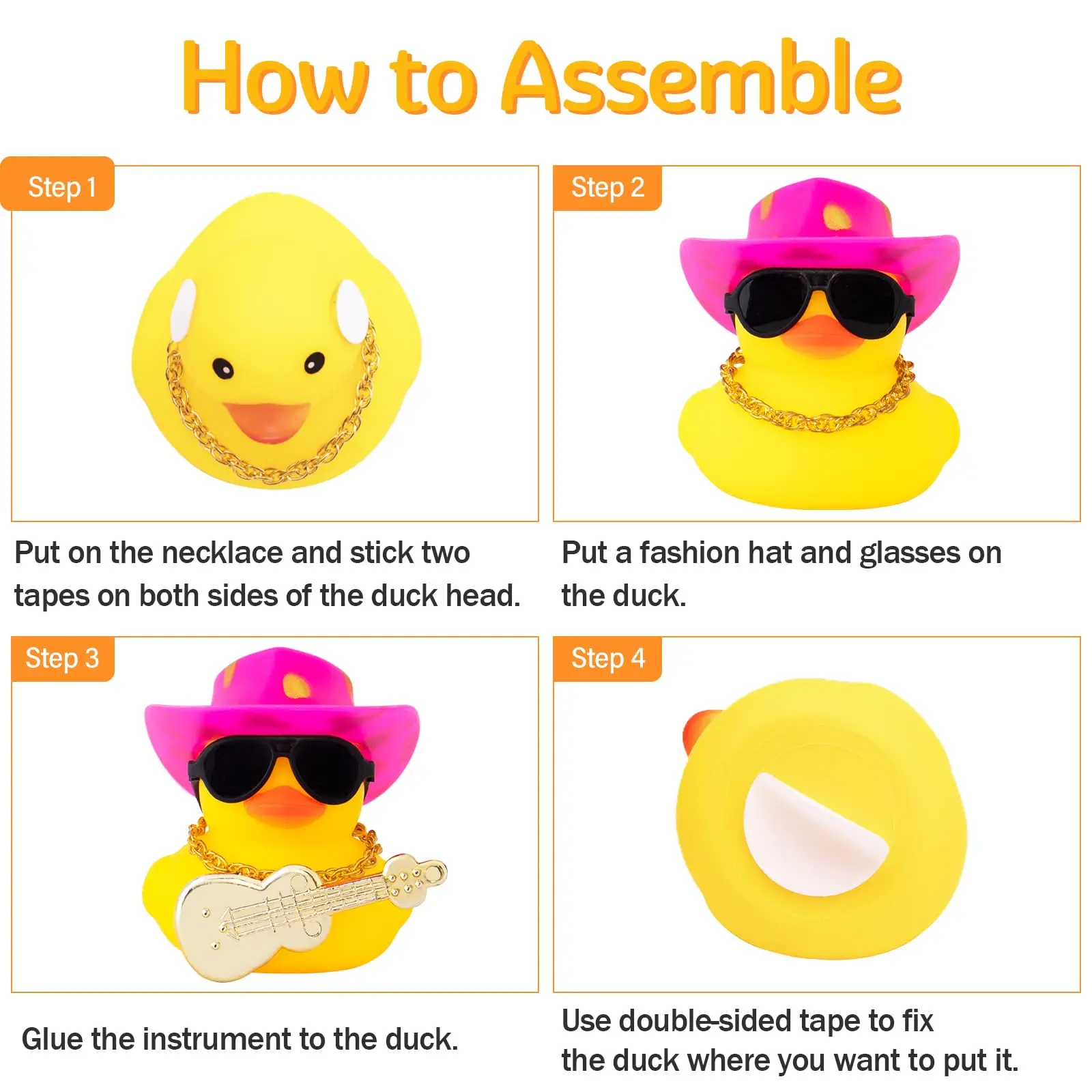 Car Rubber Duck Car Duck Decoration Dashboard Car Ornament for Car Dashboard Decoration Accessories 4