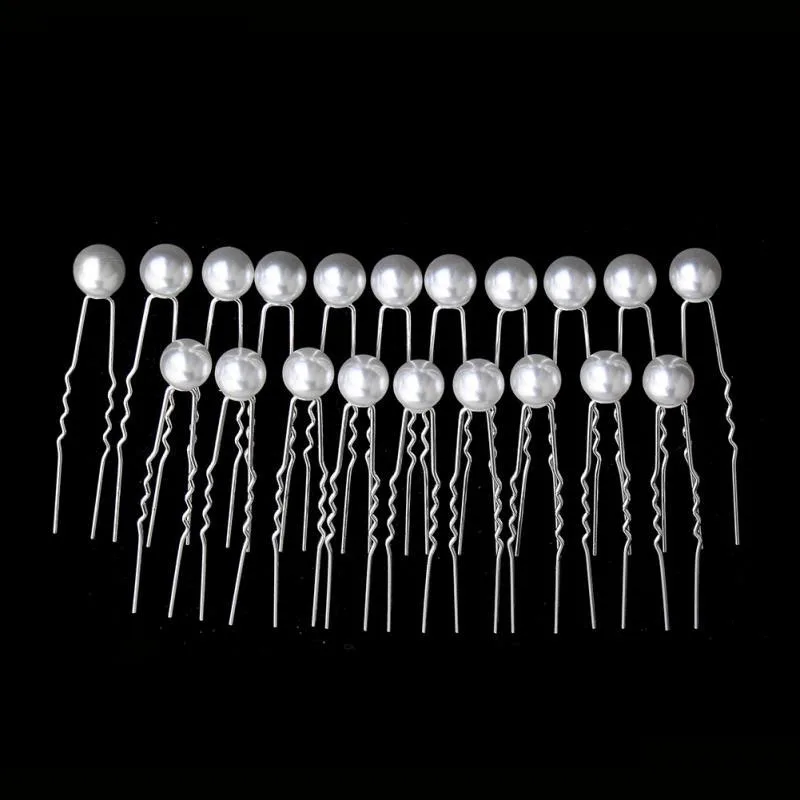 20 Stuks Parel Bruids U-Vormige Pin Metalen Barrette Clip Haarspelden Strass Bruiloft Kapsel Ontwerp Tools Vrouwen Haaraccessoires