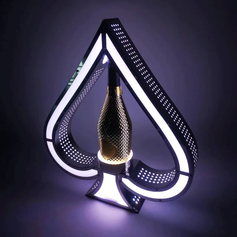Glowing Bar Wine Bottle Display Colorful Ace of Spades Champagne Drinks Beer VIP Bottle Presenter For NightClub Lounge Bar