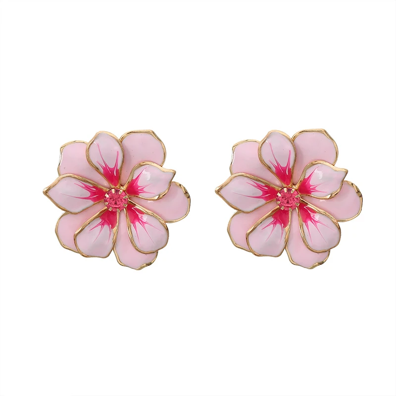 Orecchini a forma di fiore in metallo smaltato per le donne Multi colore a due strati petalo Gioielli di moda Accessori classici ed eleganti per feste MQ144  36