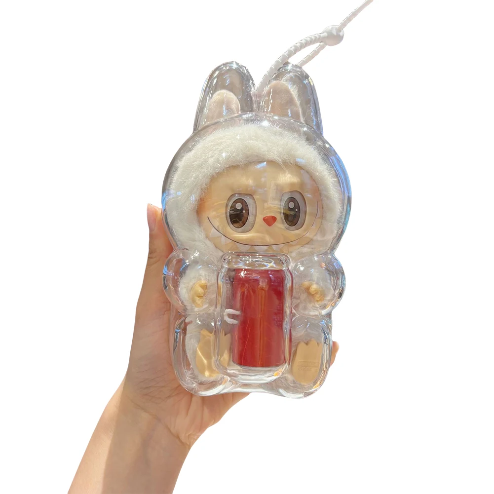 Transparent Protective Case Storage Box Plastic Cute Elf Plushie Display Cover for Labubu