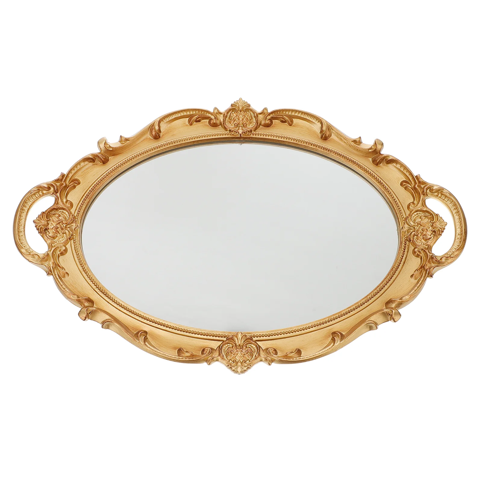 

Tray Perfume Storage Organizer Dresser Gold Decor Home Plate Decorative Household Jewelry Mirror Ornament Glass Box