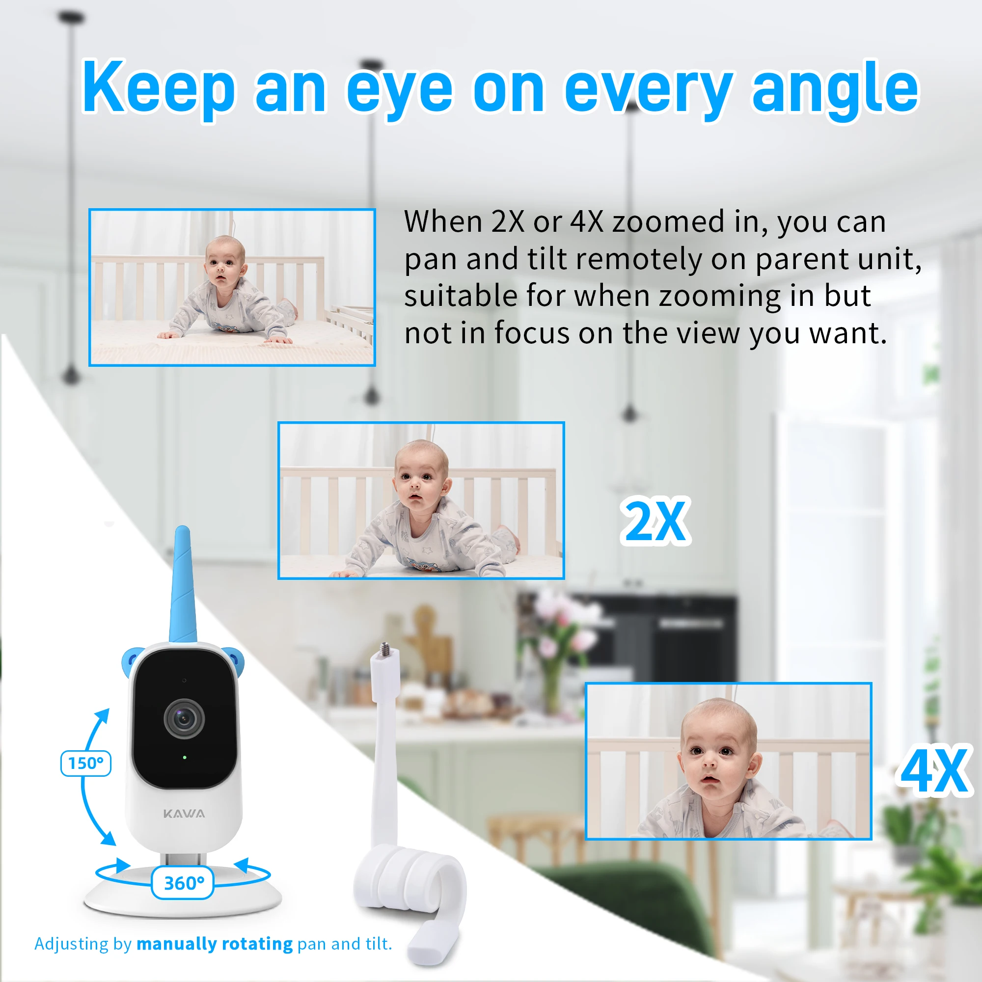 2.8Inch Baby Monitor with Camera and Audio IPS Screen 2X Zoom Babyphones  2-way Talk Night Vision Baby Camera Video Nanny Monitor