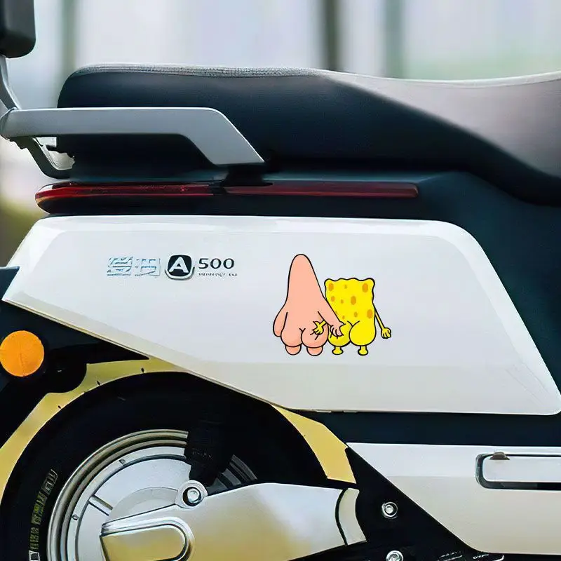 SpongeBob SquarePants Car Stickers Cartoon Personalized Creative Electric Car Stickers Scratches Window Decoration Stickers 3
