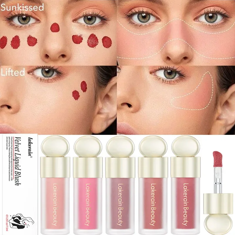1Pc Liquid Blush Eyeshadow Face Pigment Matte Blusher Beauty Lasting Natural Cream Cheek Tint Orange Peach Blush Makeup Cosmetic