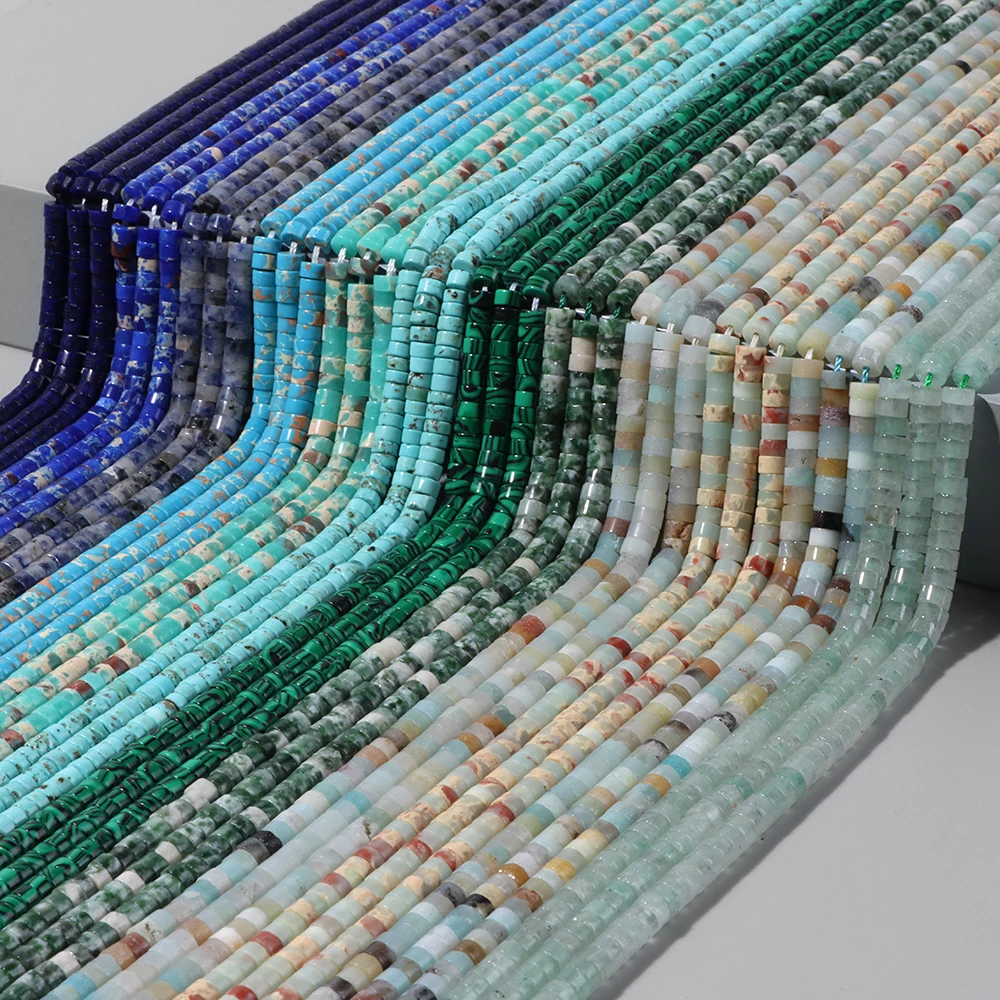 

2*4 MM Rondelle Green Jades Blue Amazonite Stone Beads Abacus Shape Flat Round Stone Bead for DIY Fashion Jewelry Bracelet