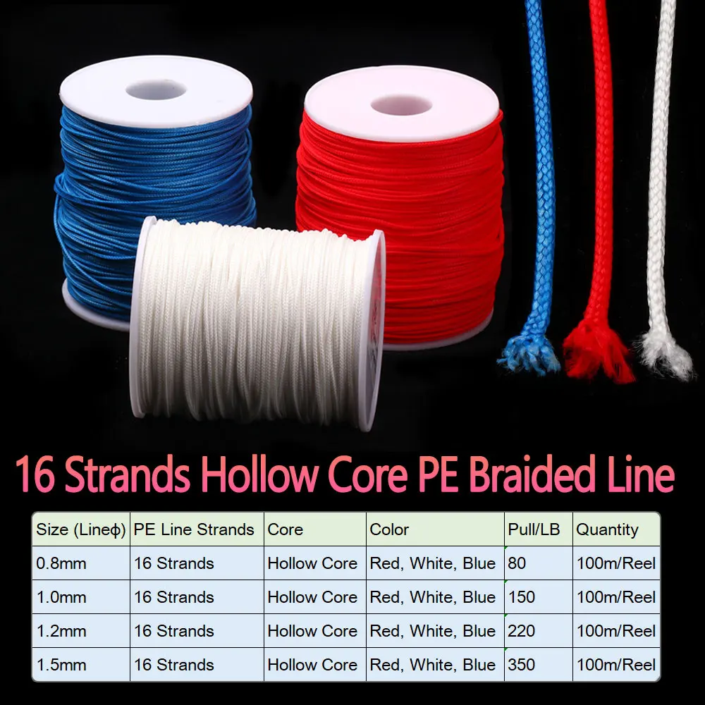100 meters 8 /16 strands PE Braided Fishing Line High Strength Sea Fishing Jig Assist Hook Rigging Diving Spear Rope