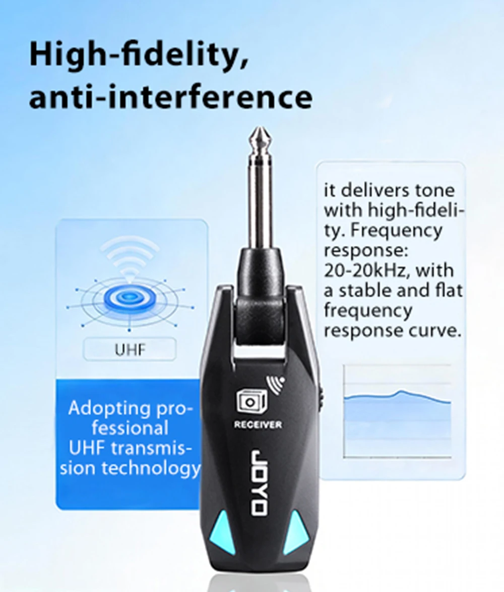JW-08 Wireless Audio Transmitter Receiver UHF Anti-interference Band 2MS Low Lat