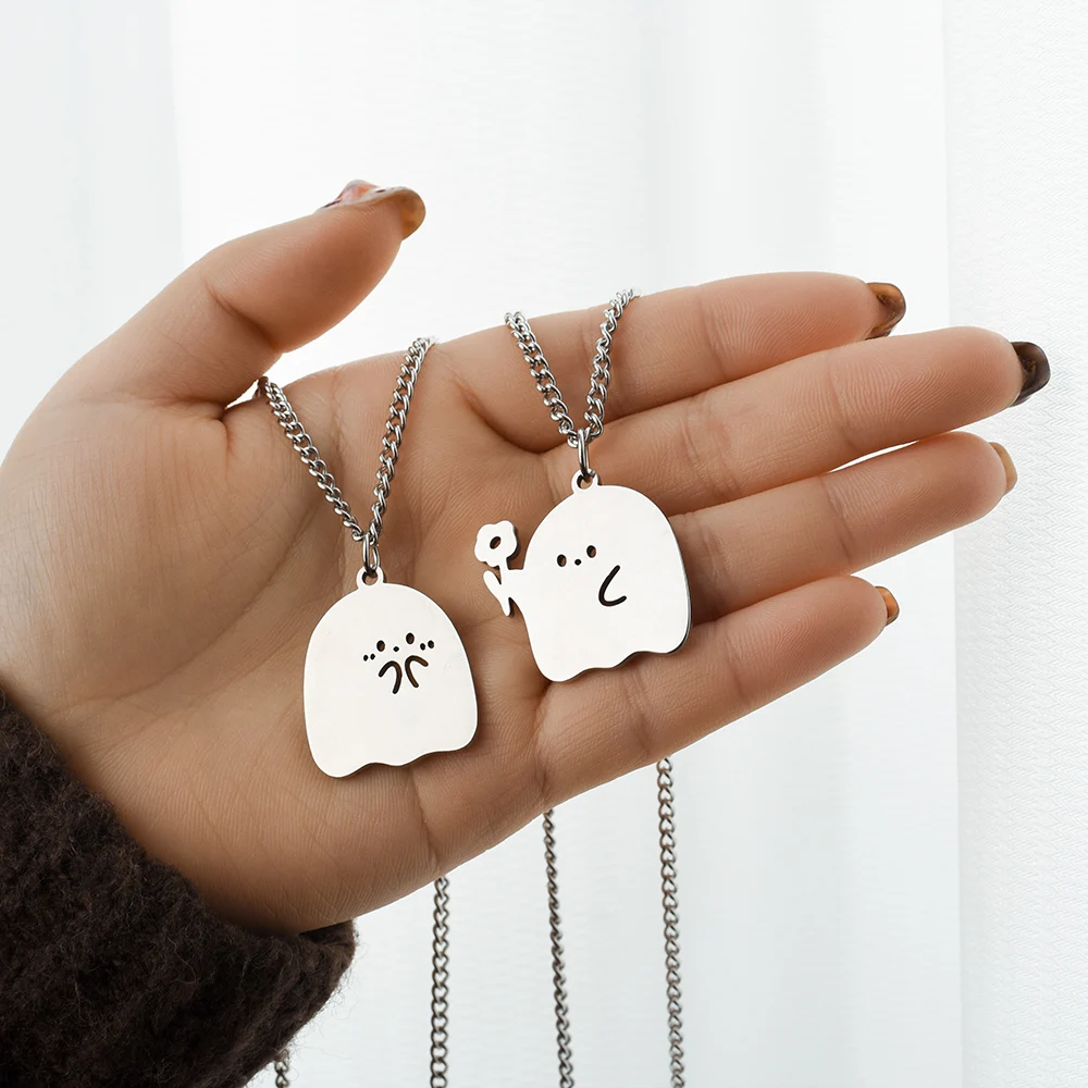 Two Little Couple Necklaces Cool Ghost Pendant Necklace