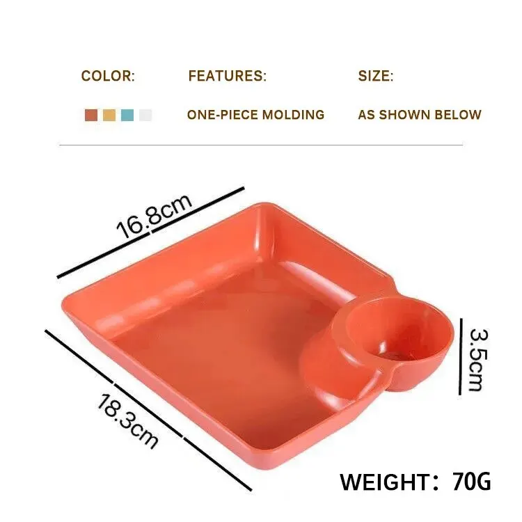 Snack Dish Multi-purpose French Fries Ketchup Holder Dumpling Plate With Vinegar Plate 2-Grid Spices Dish Dumplings Dessert