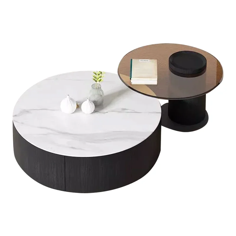 

Современный простой круглый журнальный столик в скандинавском стиле rock, итальянская Роскошная домашняя гостиная с несколькими комбинированными ТВ-шкафами.