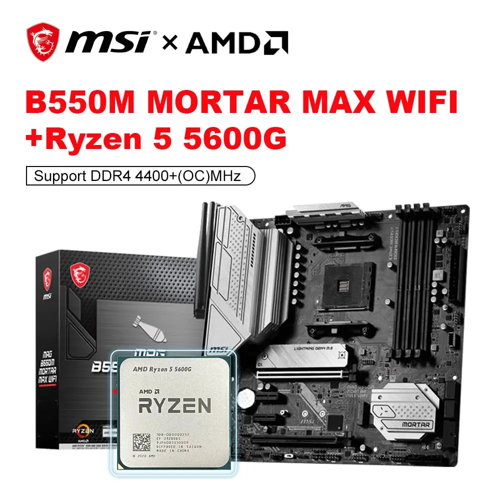 Msi New Mag B550M Mortaio Max Wifi + Ryzen 5 5600G R5 5600G Cpu Processador Micro-Atx Amd B550M Scheda Madre Ddr4 128G Am4 Kit