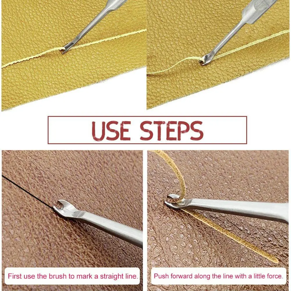 Stainless Steel Carving Tools Set for Leather Crafting-Groove Cutter, Beveler, V/U Gouge and Edge Skiving Knife