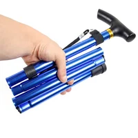 Foldable Walking Hiking Stick Aluminum Alloy Mountain Climbing Cane Ultralight Portable Camping Trekking Pole Elderly Cane 1