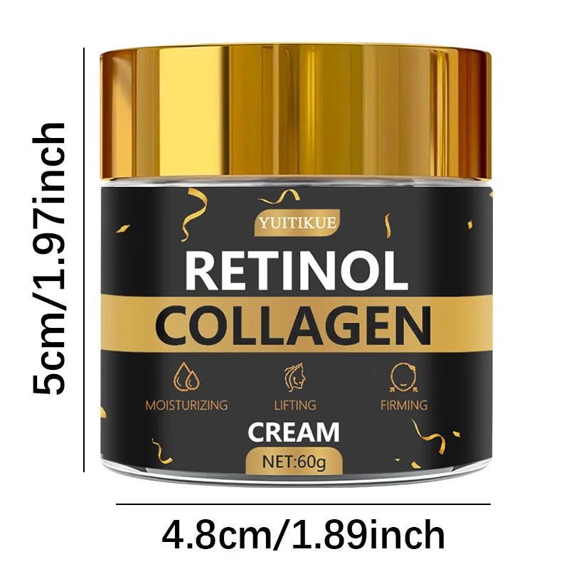 60g retinol cream with hyaluronic acid, collagen Keeps skin hydrated, moisturizes and provides long-lasting hydration Suitable f