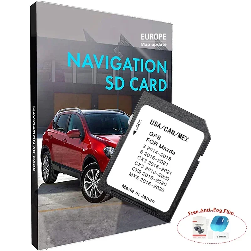 

2022 Newest Update Maps Version Navigation SD GPS Card America Canada Mexico for Mazda 3 6 MX5 with Anti Fog Sticker