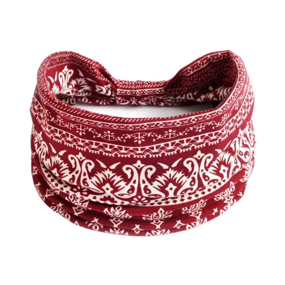 Bohemian Wide Knot Cotton Stretch Yoga Hairband