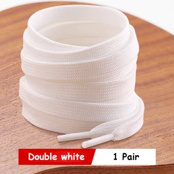 Premium White & Black Flat Shoelaces for Sneakers - Classic, High-Quality Shoe Strings (Various Lengths Available) (1pair Double white)