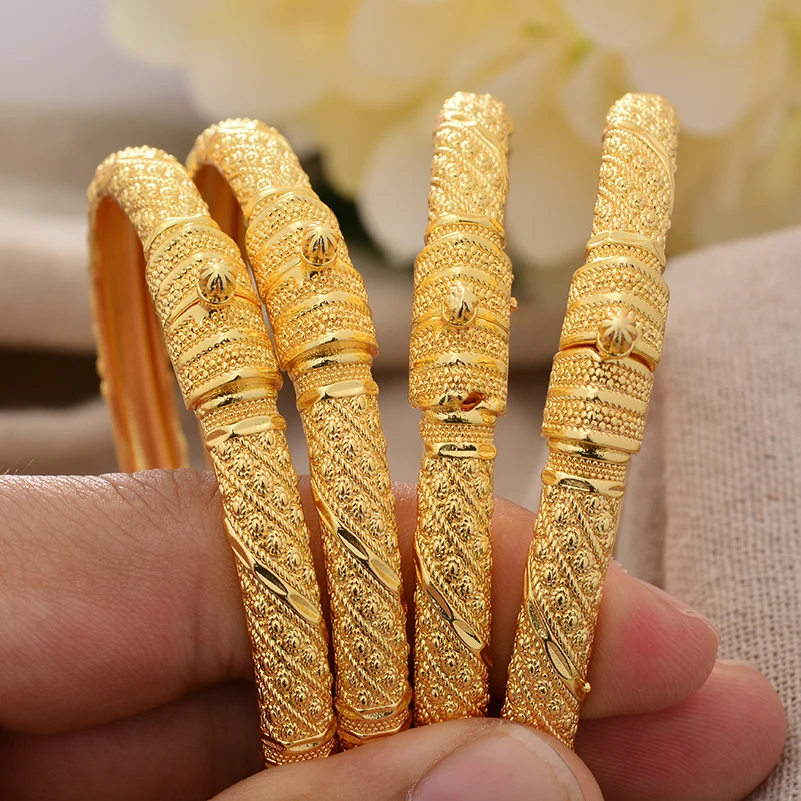

Indian Gold Color Bangles For Women Men Nigerian Party Bridal Wedding Bangles Jewelry Wholesale New Gift