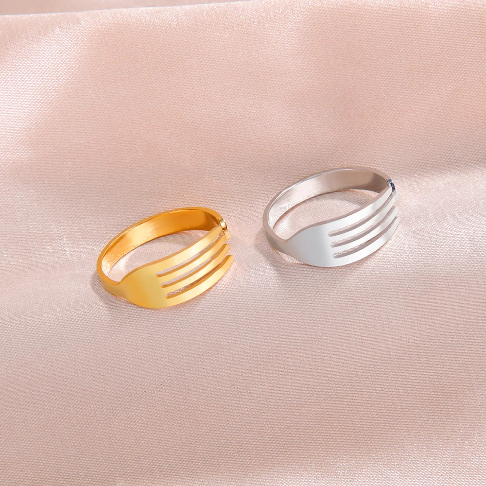 Cazador Nette Gabel frauen Ring Gold Farbe Edelstahl Einstellbare Finger Ringe Schmuck Trendy Party Geburtstag Geschenk Großhandel
