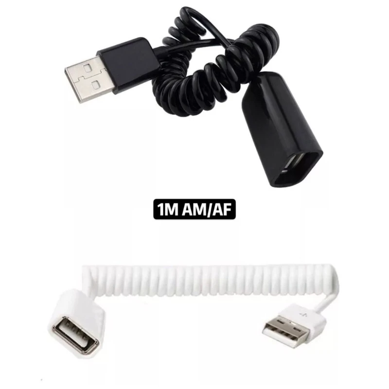 

Coiled Spring USB Cable Spiral Coiled USB 2.0 Male to Female Cable for Camera