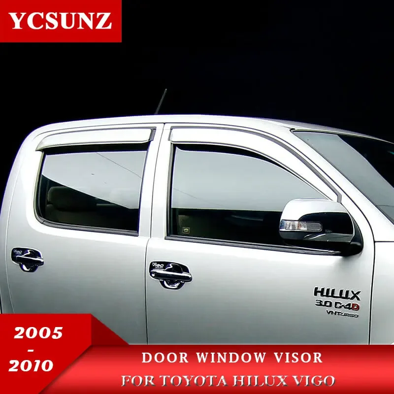 Side Window Deflectors For Toyota Hilux Vigo 2005 2006 2007 2008 2009 2010 2011 2012 2013 2014 Door Wind Guards Rain Visor
