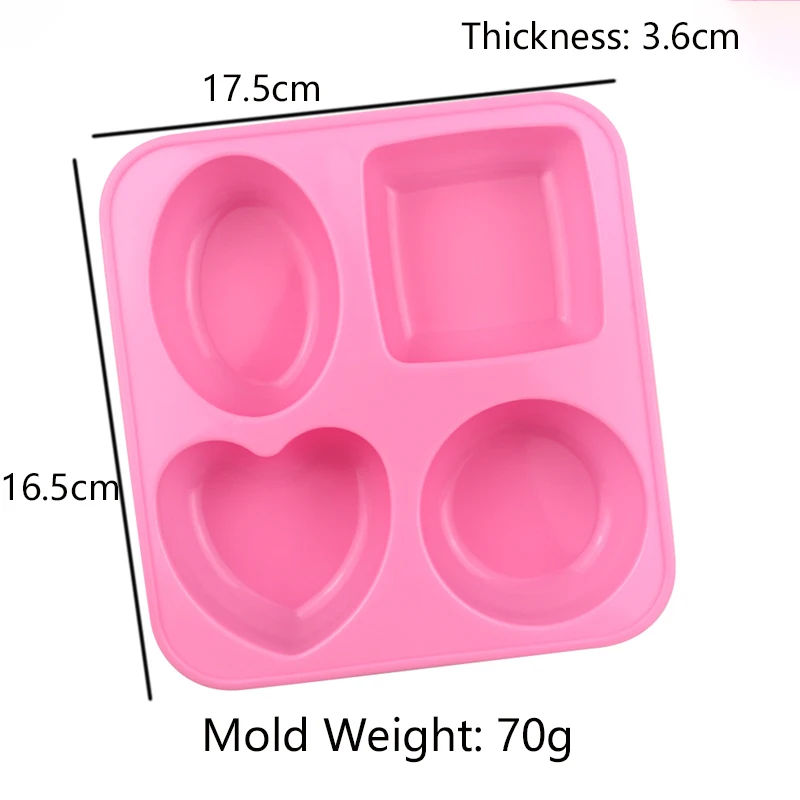Silicone Soap Molds 4 Cavities Different Shapes DIY Love Soap Making Chocolate Baking Candle Gifts Supplies Home Decoration