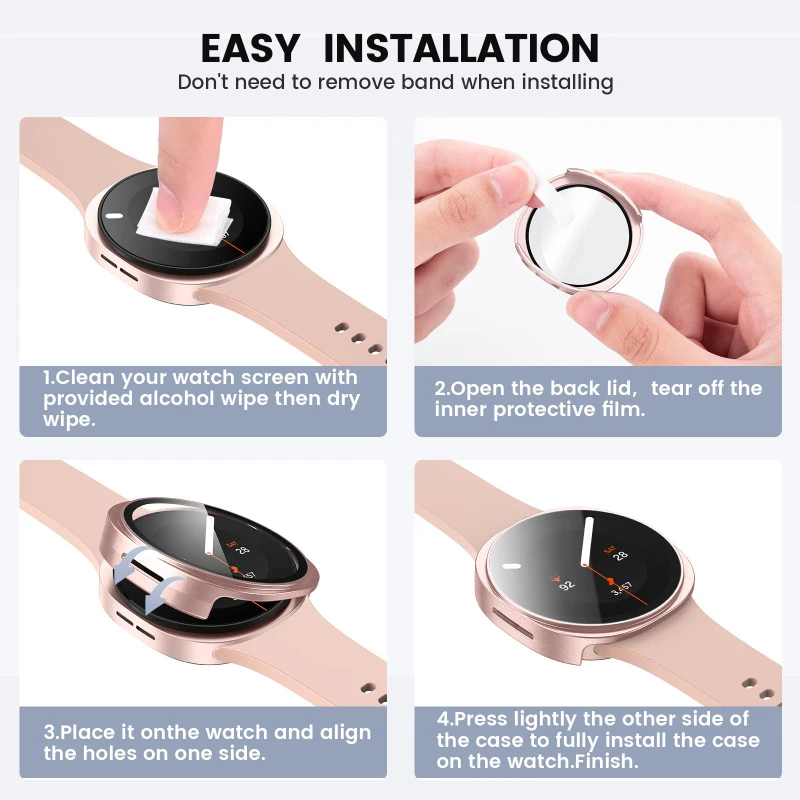 2-Pack Tempered Glass Screen Protector and Shell Case for Smartwatch - Anti-Scratch Bumper Design