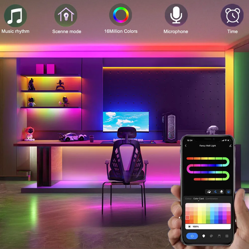รูปสินค้า WS2811 RGBIC COB ไฟ LED Strip Dream สีแอดเดรสสมาร์ท LED เทปยืดหยุ่น Tuya WIFI APP ควบคุม DC12V สําหรับ Alexa Google