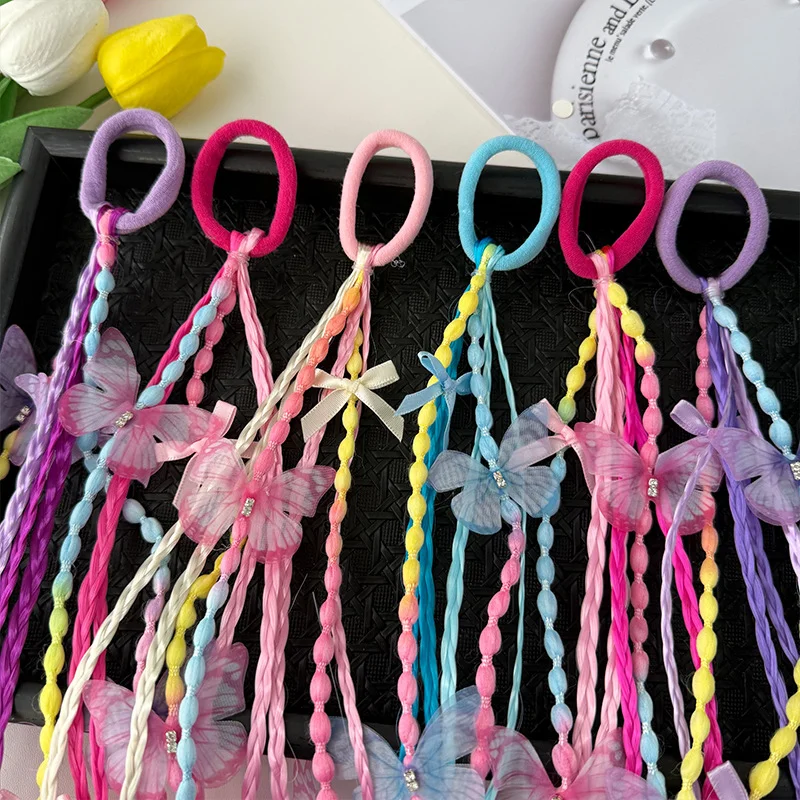 Charming Braided Wig Ponytail Headband with Rubber Hair Bands - Kids' Hair Accessory Ornament
