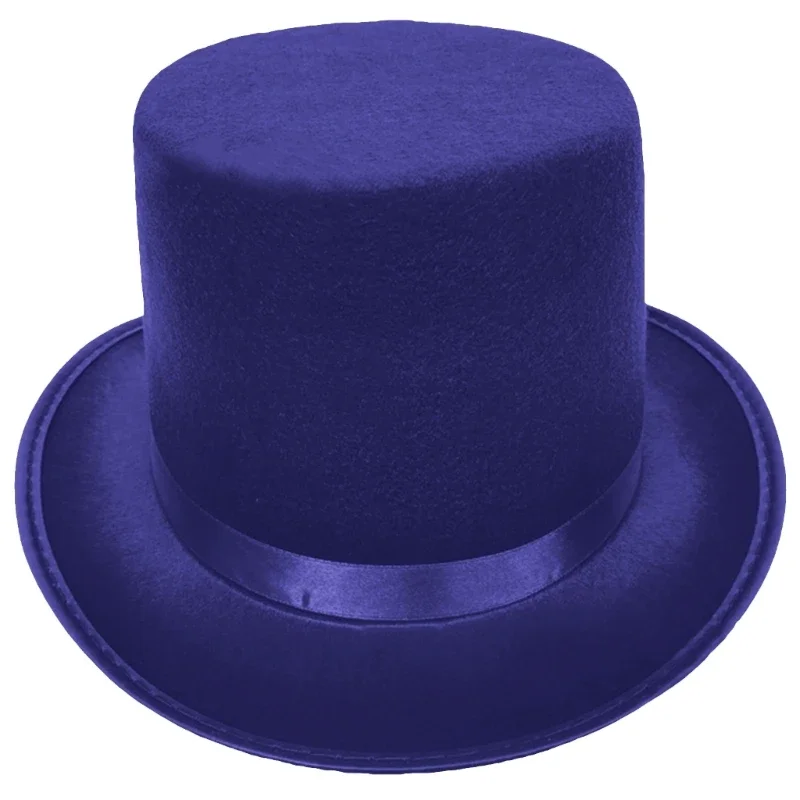 Roll Brims Tall Top Hat for Adult Bowlers Hat Magicians Halloween Party Cosplay Costume Stage Show Headwear