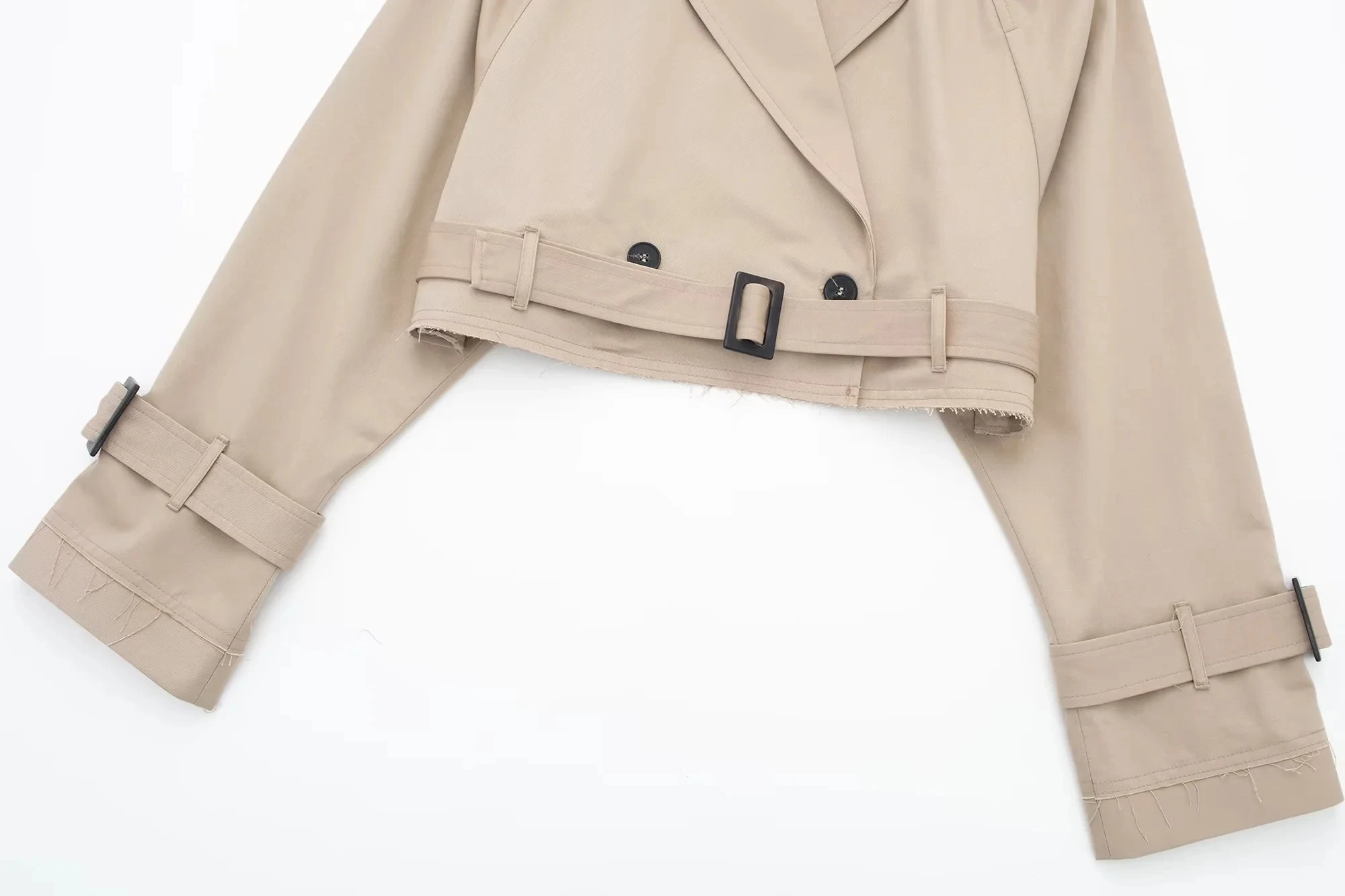 2023 herbst Mode Frauen Khaki Abgeschnitten Mantel Vintage Solide Langarm Mäntel Chic Tops Weibliche Casual Kleidung Streetwear – Detail 14
