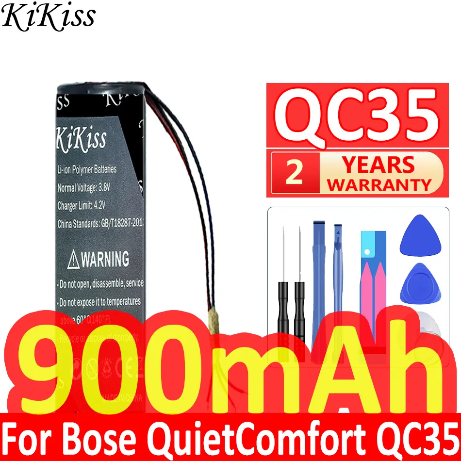 750Mah/900Mah Kikiss Potente Batteria Per Bose Quietcomfort 45 Qc45 Qc 35 Qc35 Ii Accumulatore 3 Fili