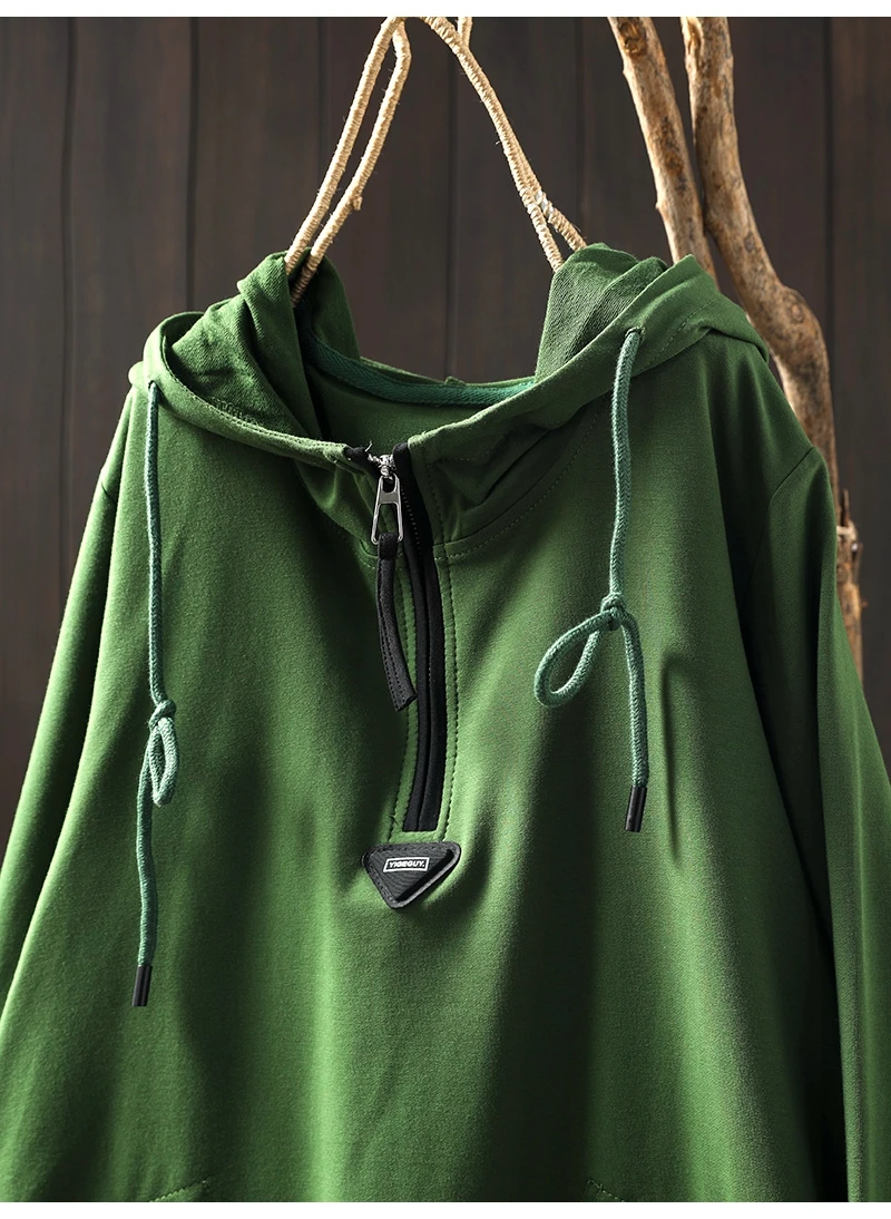 Women's Vintage and Casual Long-sleeved Pullover Top, 2025 New Spring Loose Hooded Sweatshirt