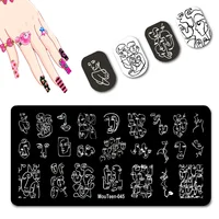 Occident Side Face Nail Stamping Plates Man and Women Outline Nail Art Design Soul Nail Art Template #045 1
