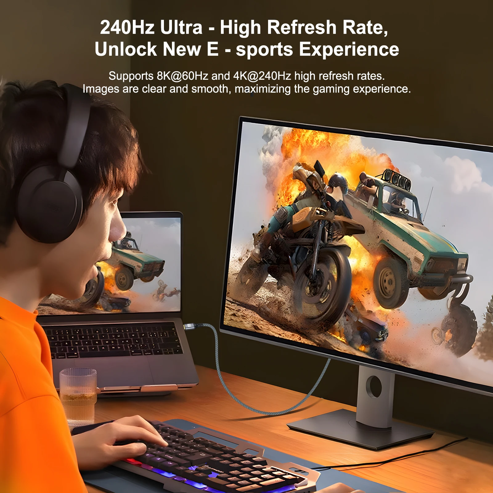 Ultra High-Speed 8K HDMI 2.1 Cable with HDR, 48Gbps Transmission, and EARC Support in Various Lengths