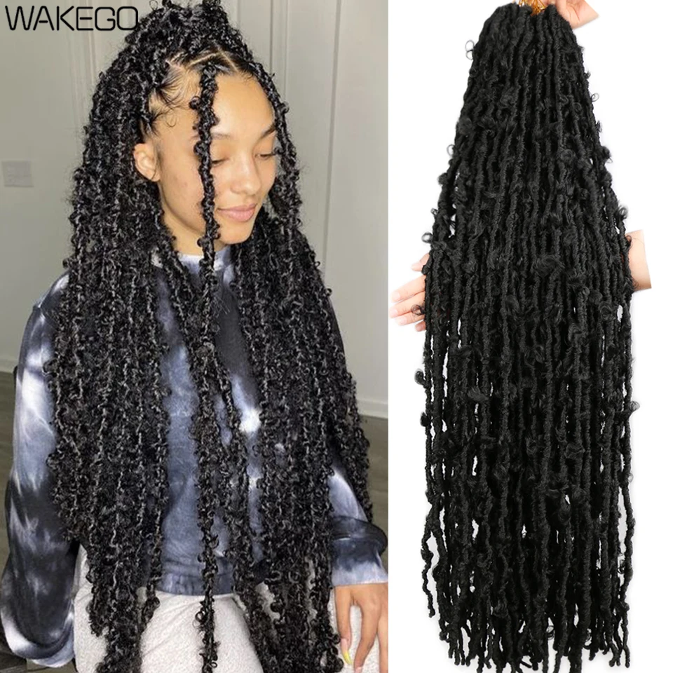 Wakego 350 Blue Ginger Butterfly Locs Crochet Hair 36 Inch 12Strands Distressed Butterfly Faux Locs Crochet Hair For Black Women 5