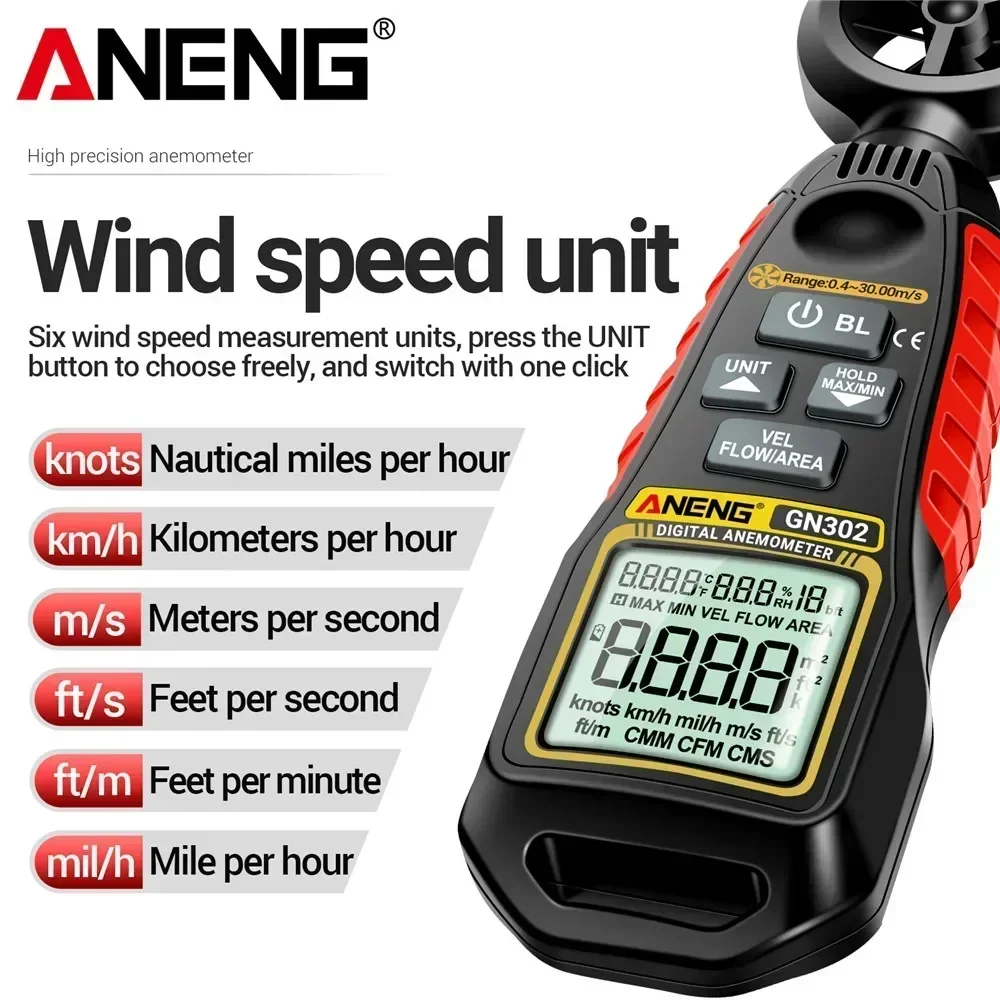 【Best SKU活动价 Guaranteed】 ANENG Digital Anemometer 0.4-30m/s Wind Speed ...