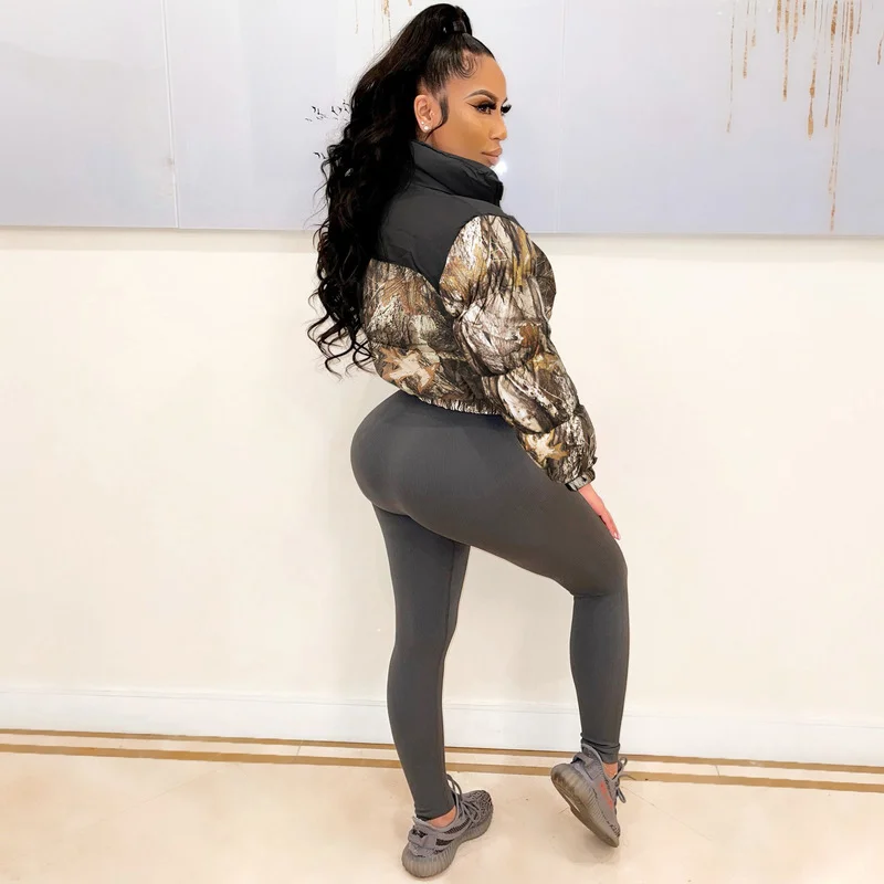 Fashion Plaid Print Parkas Bubble Cropped Jackets for Women Winter Clothing Warm Thicken Full Sleeve Puffer Down Coats Outwears
