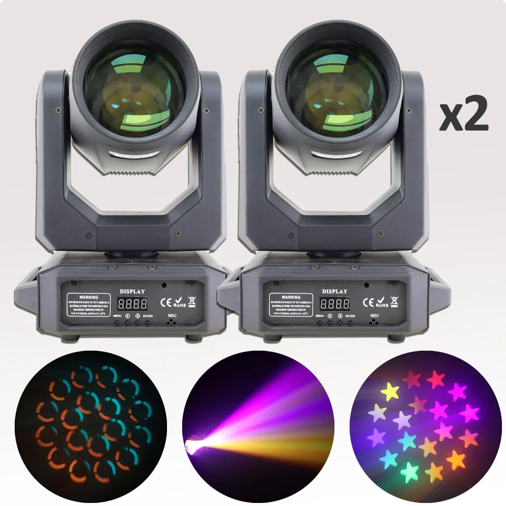 2Pcslot200WLEDMovingHeadLightBeamSpot612prismLyreLighting