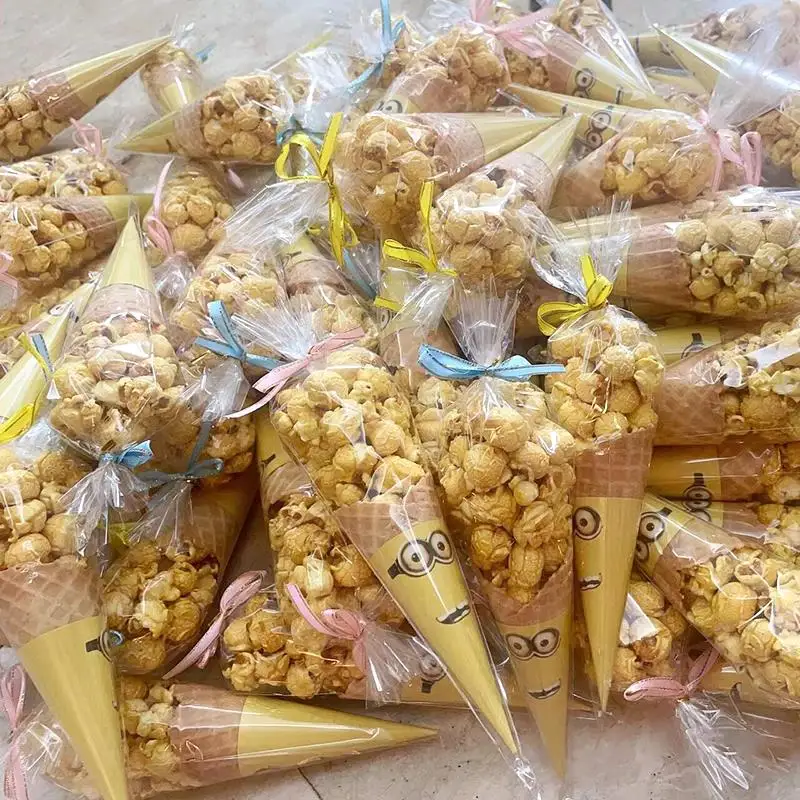 Plastic Bags Clear Cone Candy Bags Food Snack Packaging With Ties Wedding Birthday Party Favors Decoration DIY Gift 50Pcs