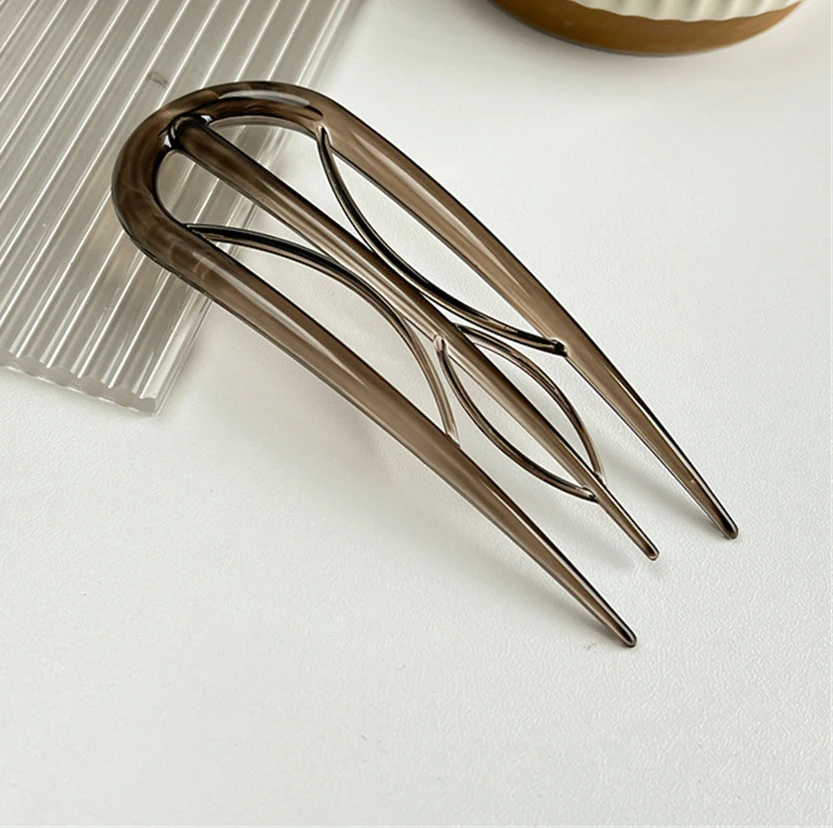 Geometric Resin Hair Fork Hairstyle Tools Waterproof Lazy Hairpin Hair Accessories Hanfu Accessories Leaf U-shaped Hair Stick
