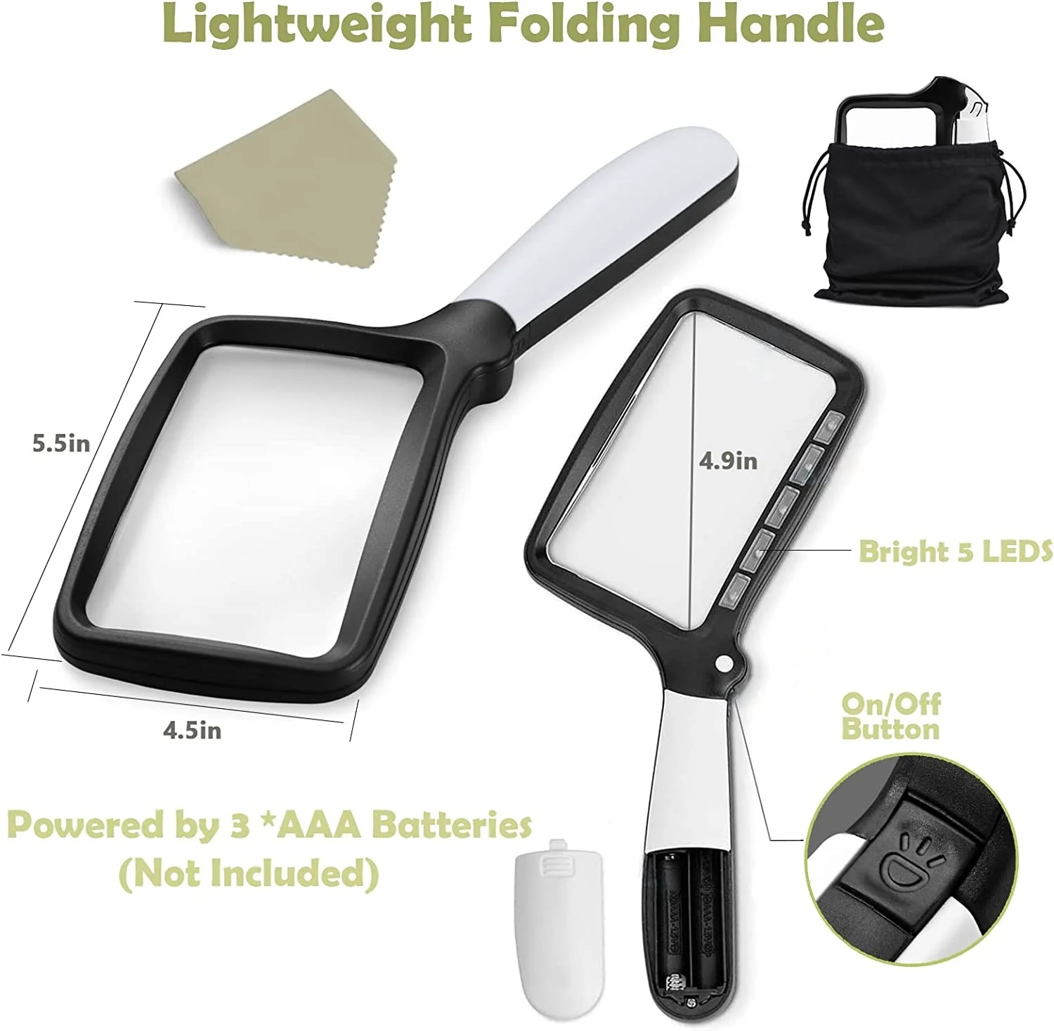 1pcs Rectangular Magnifying Glass For Visually Impaired 3x Full Page  Magnifier Magnifier With Light Hands Free A4 Full Page Reading Magnifier  Large Re