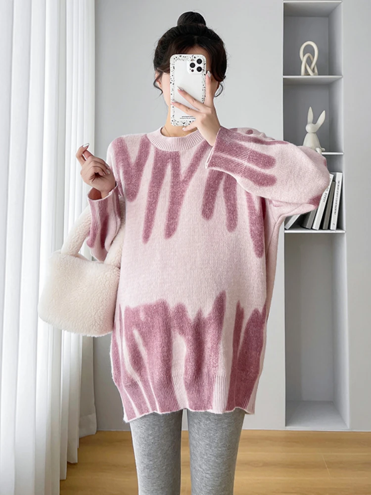 Autumn Winter Maternity Sweaters Long Sleeve Pregnant Woman clothing Knitting Pullovers Coats pregnancy photoshoot Sweaters